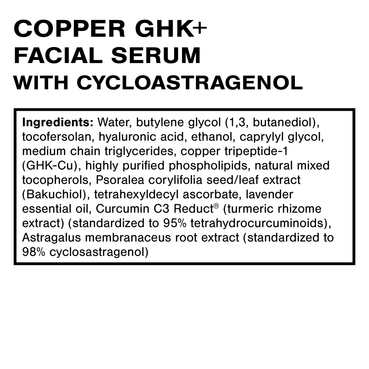 Copper GHK+ Facial Serum with Cycloastragenol - Image 2